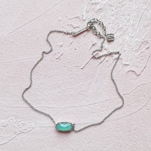 Kendra Scott Elisa Chalcedony Glass Silver Necklace - Picture 2 of 3